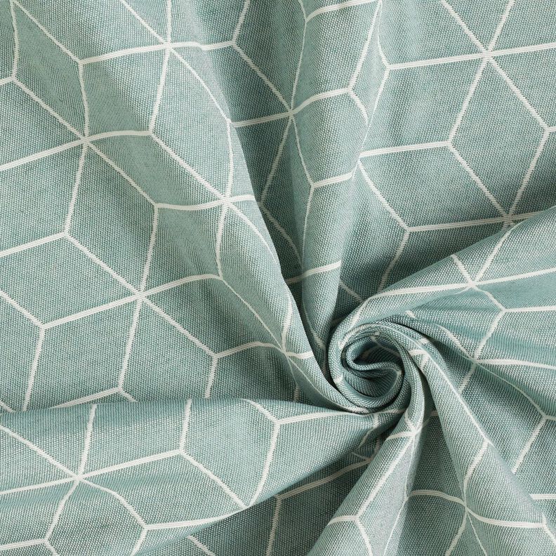 Dekorační látka Žakár Moderní kostky – rákosove zelená/slonová kost,  image number 3
