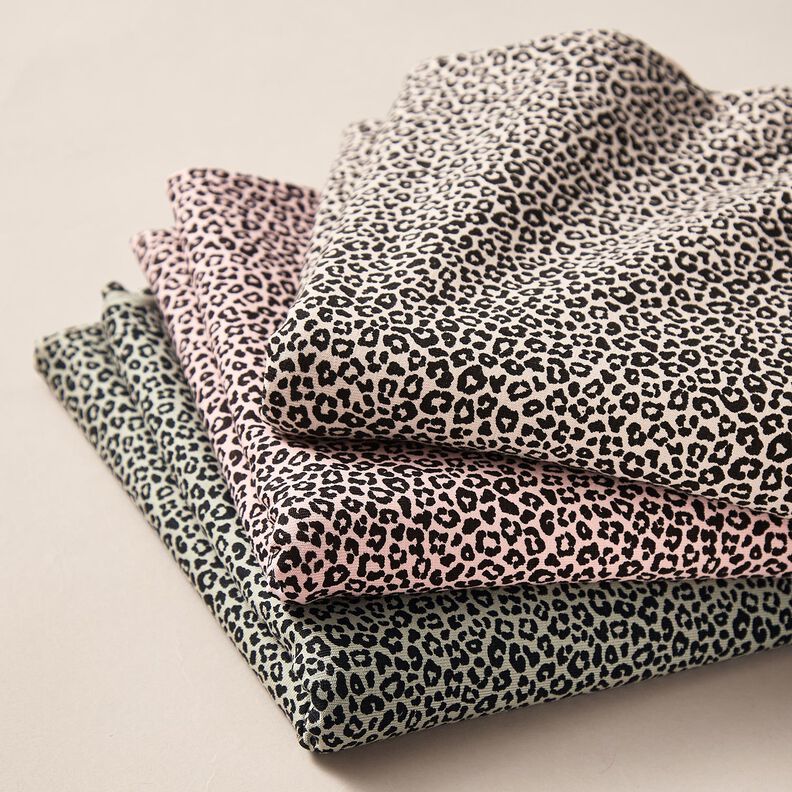 Bavlněný žerzej mini leopardí potisk – přírodni/černá,  image number 5