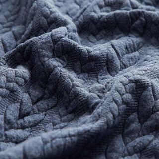 Žakárové žerzejové kloké Copánkový vzor – džínově modrá, 