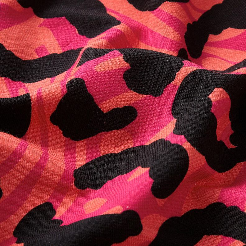 Francouzské froté letní teplákovina Lev a květiny – pink/oranžová, image number 6