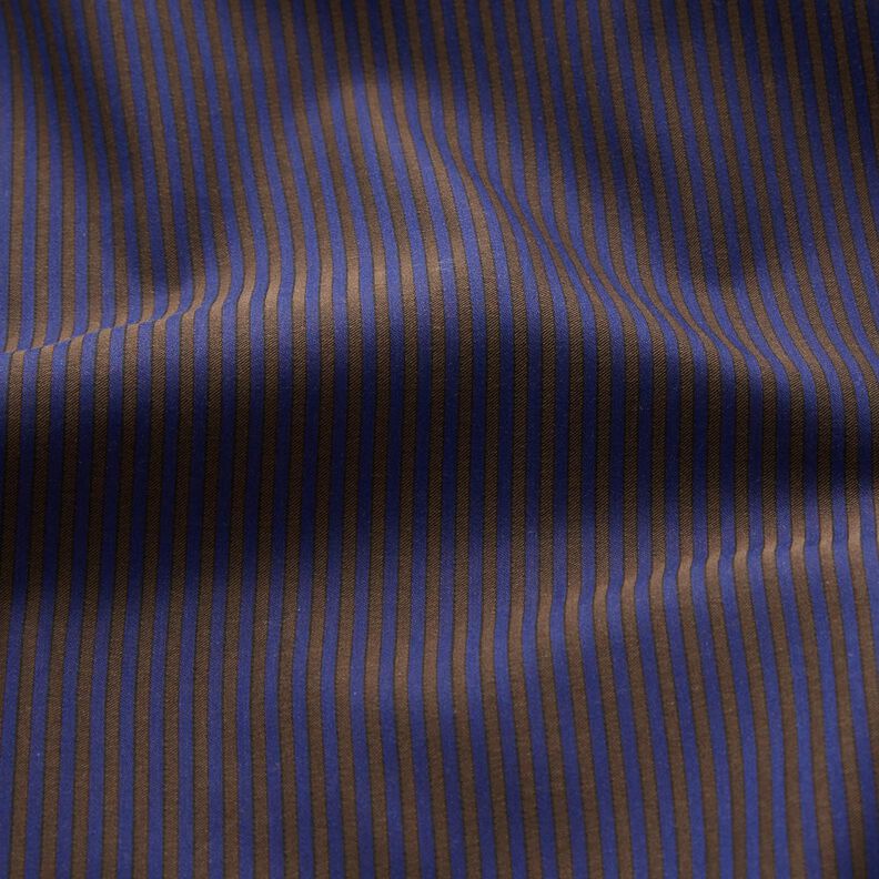 Košilová tkanina pruhy – namornicka modr/hnědá, image number 2