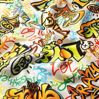 Dekorační látka Polopanama Graffiti – stříbrně šedá | Zbytek 110cm, 