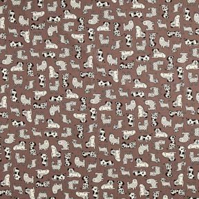 Dekorační látka Polopanama Abstraktní psi – tmavě hnědá/přírodni, 