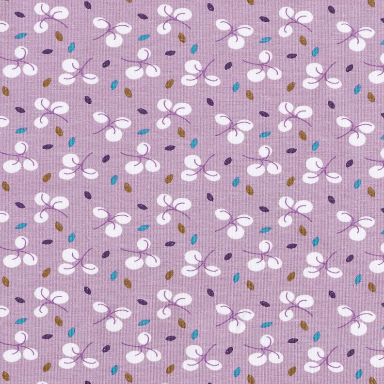 Bavlněný žerzej Větve a tečky – levandulová,  image number 1