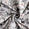 Teplákovina počesaná abstraktní lesní zvířata digitální potisk – mlhově šedá,  thumbnail number 4