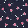 Bavlněný žerzej Lízátka ve tvaru třpytivých srdíček | Poppy Fabrics – noční modrá,  thumbnail number 1