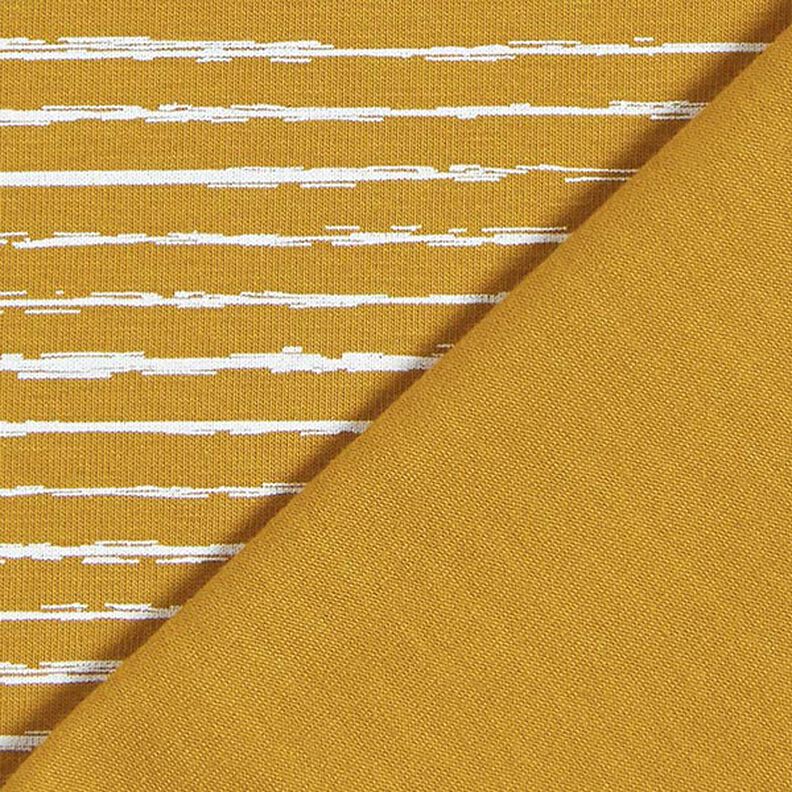 Bavlněný žerzej Klikaté proužky – hořčicove žlutá,  image number 4