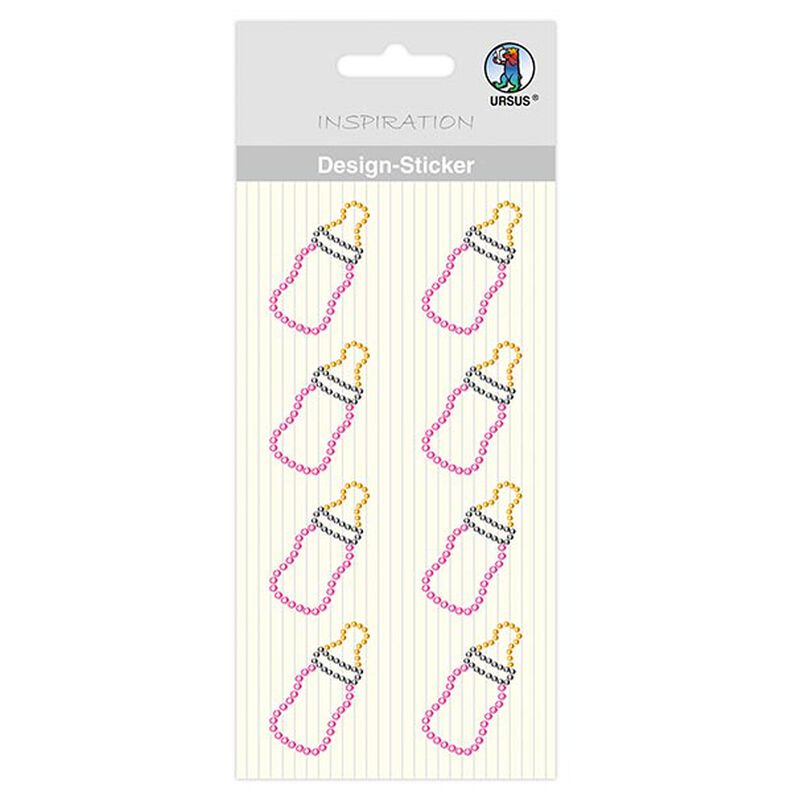 Designová nálepka Dětská láhev pro holčičky [ 8 ks ] – růžová/žlutá,  image number 1