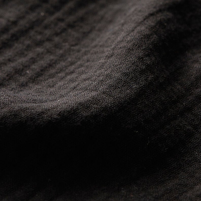 Mušelín / dvojitá mačkaná tkanina – černá,  image number 3