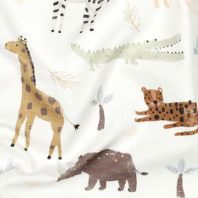 Bavlněný žerzej Stepní zvířata digitální potisk | Poppy Fabrics – slonová kost/tmavě hnědá, 