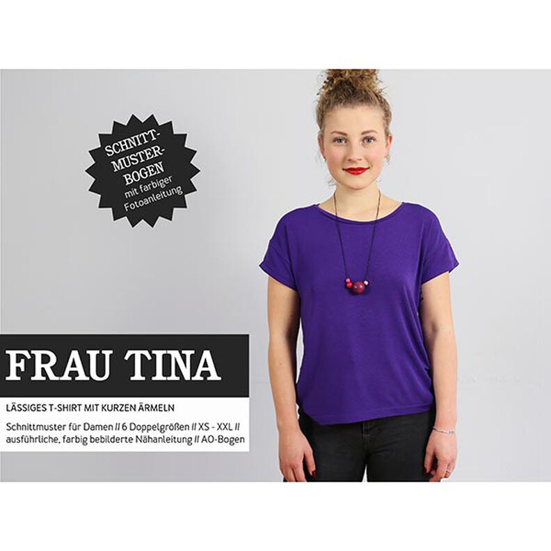 FRAU TINA – ležérní jednoduché tričko s krátkým rukávem, Studio Schnittreif  | XS -  XXL,  image number 1