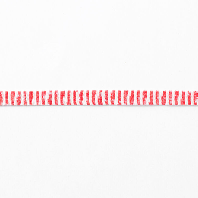 Pletená stuha  Melírované pruhy [13 mm] – bílá/červená,  image number 2