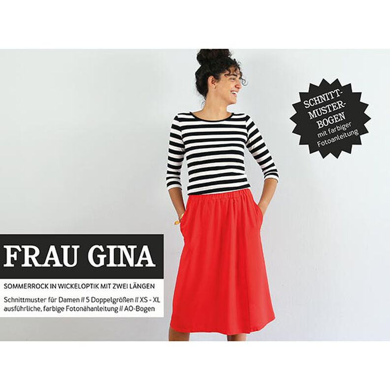 FRAU GINA – sukně se zavinovacím vzhledem a s kapsami v bočních švech, Studio Schnittreif  | XS - ,  image number 1