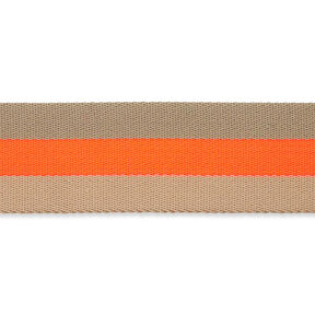 Popruh na tašku či kabelku neonový [ 40 mm ] – zářivě oranžová/béžová, 