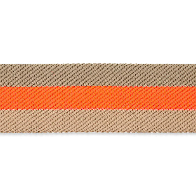 Popruh na tašku či kabelku neonový [ 40 mm ] – zářivě oranžová/béžová,  image number 1