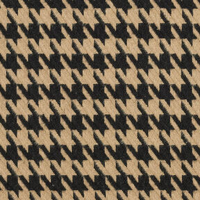 Kabátová látka bavlněná směs houndstooth – černá/sasanková, 