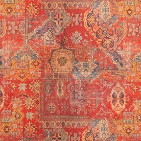 Dekorační látka Polopanama Etno ornamenty – terracotta, 