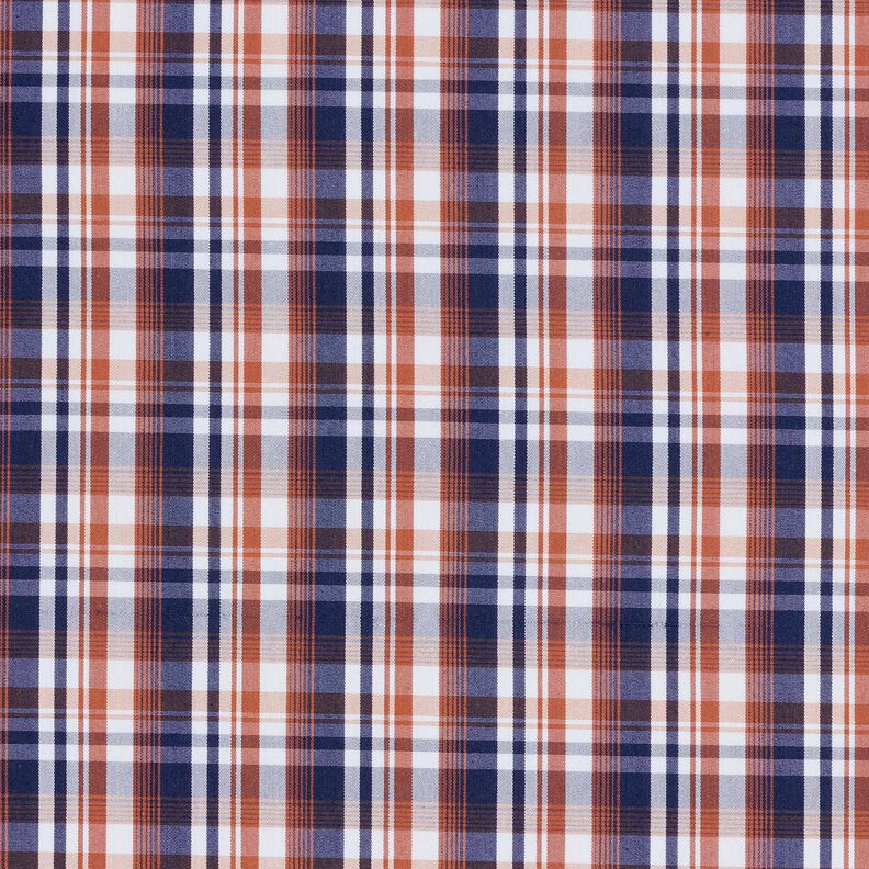 Tkanina na košile klasické Karo – namornicka modr/mědená,  image number 1