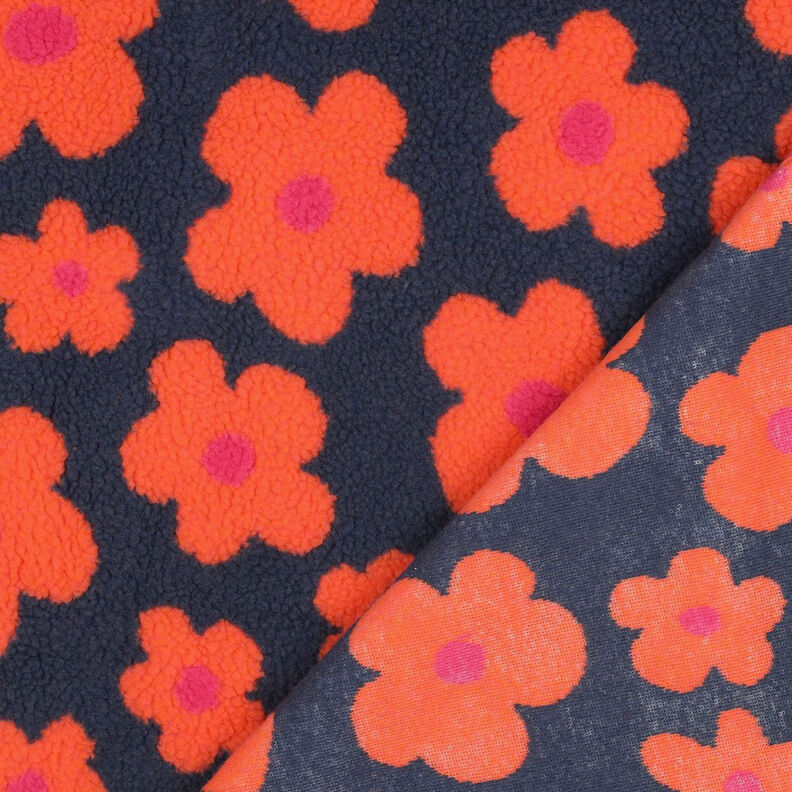 Plyš teddy Květiny | Poppy Fabrics – namornicka modr/oranžová, image number 5