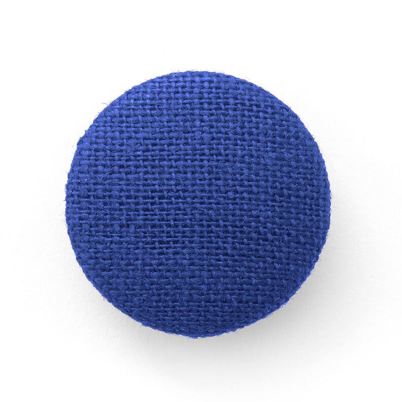 Potažený knoflík, Len Medium – královská modr,  image number 1