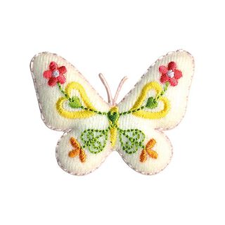 Aplikace Motýl [ 4,5 x 5,5 cm ] – vlněná bílá/žlutá, 