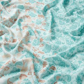 Viskóza Voál Květinový okraj s paisley vzorem – modrá, 