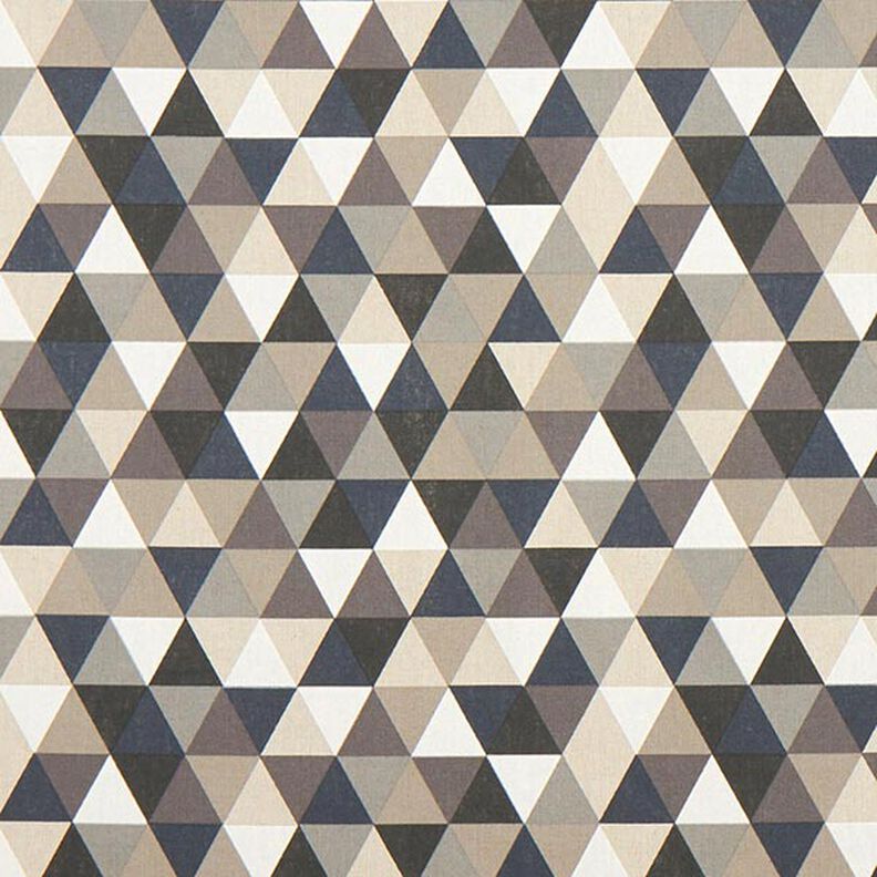 Dekorační látka Polopanama Trojúhelníky – béžová/šedá,  image number 1