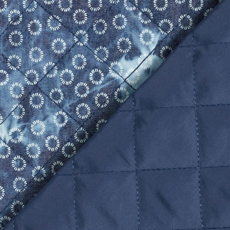 Prošívaná tkanina chambray květinová batika – džínově modrá,  image number 5
