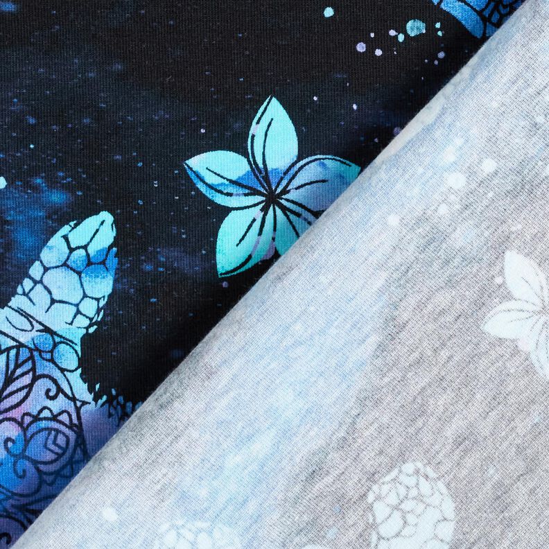 Bavlněný žerzej Želvy Aloha | Glitzerpüppi – noční modrá/světle tyrkysová,  image number 4
