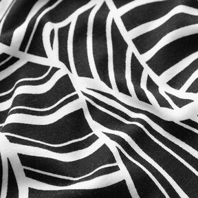 Viskózový žerzej abstraktní listy – černá/bílá, 