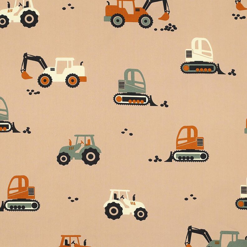 Bavlněný popelín Bagry a traktory | Poppy Fabrics – béžová, image number 1