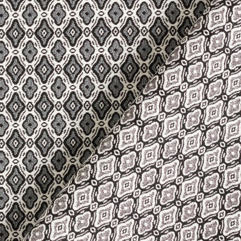 Streč Žakár Směs s viskózou Jemné diamanty – vlněná bílá/šedá, image number 4