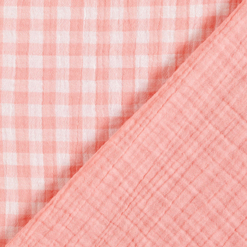 Mušelín / dvojitá mačkaná tkanina Károvaná příze Vichy – starorůžová/bílá,  image number 1