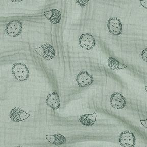 Mušelín / dvojitá mačkaná tkanina Ježek | Poppy Fabrics – světle mátová/tmavě zelená, 