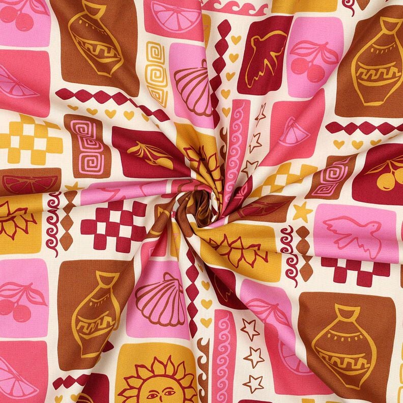 Bavlněný popelín Patchwork | Poppy Fabrics – kremová/tmavě červená,  image number 3