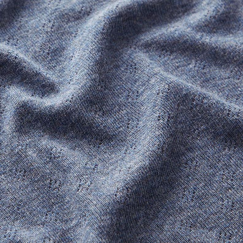 Žerzej z jemného úpletu s dírkovaným vzorem  Melange – džínově modrá,  image number 2