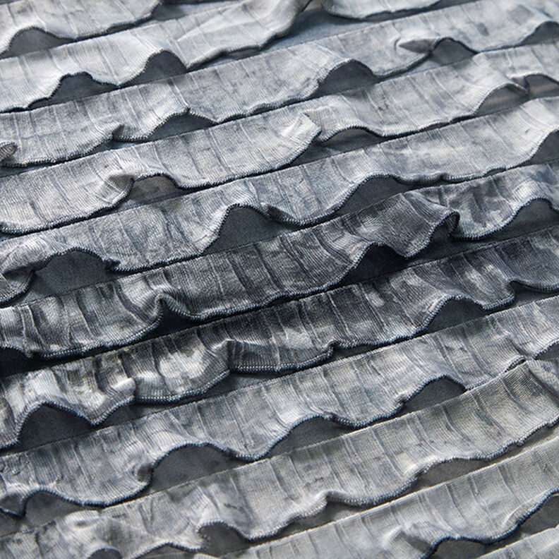 Nařasený žerzej batikovaný vodorovné pruhy – světle šedá,  image number 2