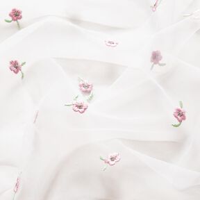 Jemná síťovina vyšívané květiny – bílá/rose, 