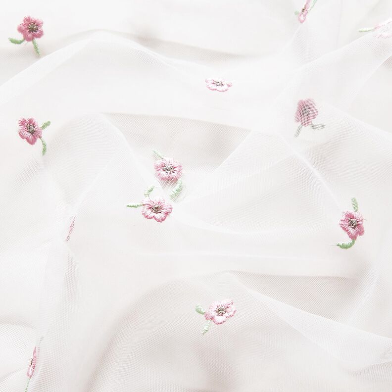 Jemná síťovina vyšívané květiny – bílá/rose,  image number 3