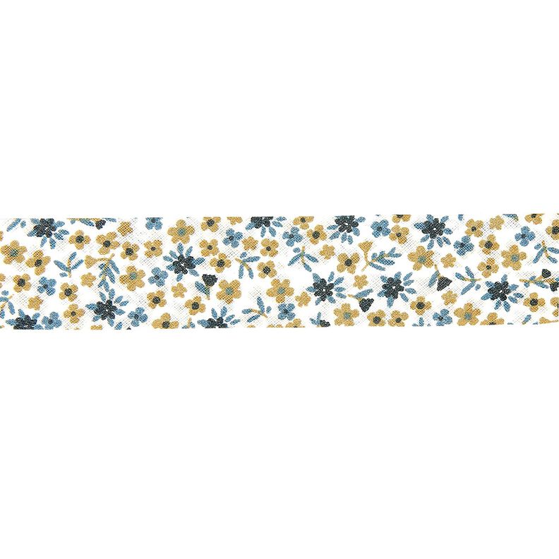Šikmý proužek drobné květy [20 mm] – namornicka modr,  image number 1