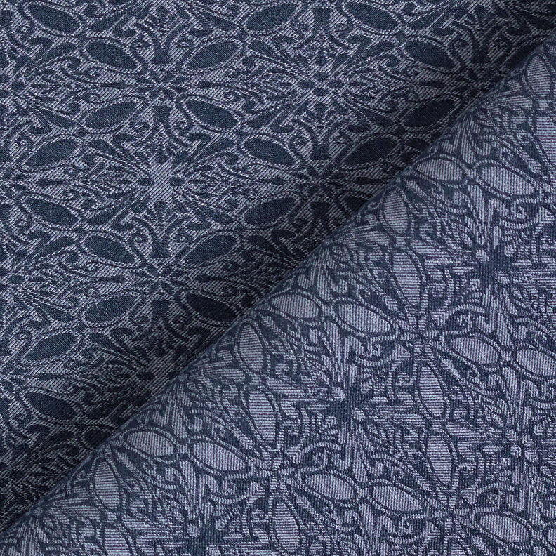 Strečový žakár ornamenty – džínově modrá,  image number 4