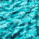 Francouzské froté letní teplákovina Hvězdné variace | Glitzerpüppi – modrá aqua, 