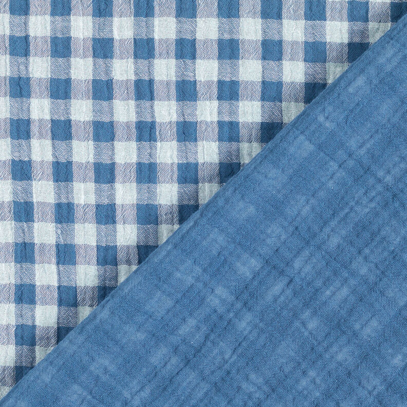 Mušelín / dvojitá mačkaná tkanina Károvaná příze Vichy – džínově modrá/bílá,  image number 1