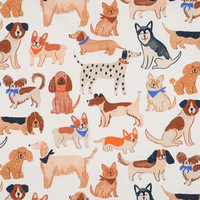Bavlněný popelín Psi digitální potisk | Poppy Fabrics – vlněná bílá, 