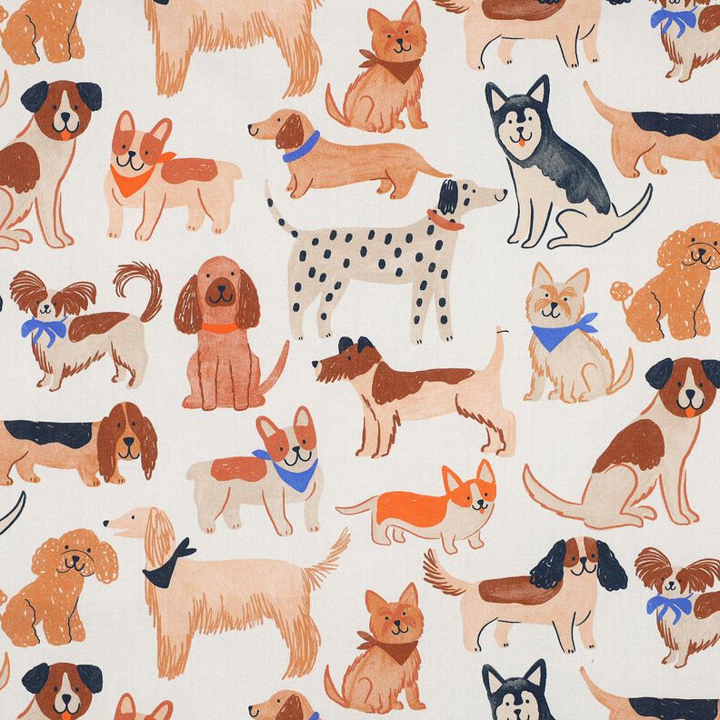 Bavlněný popelín Psi digitální potisk | Poppy Fabrics – vlněná bílá,  image number 1