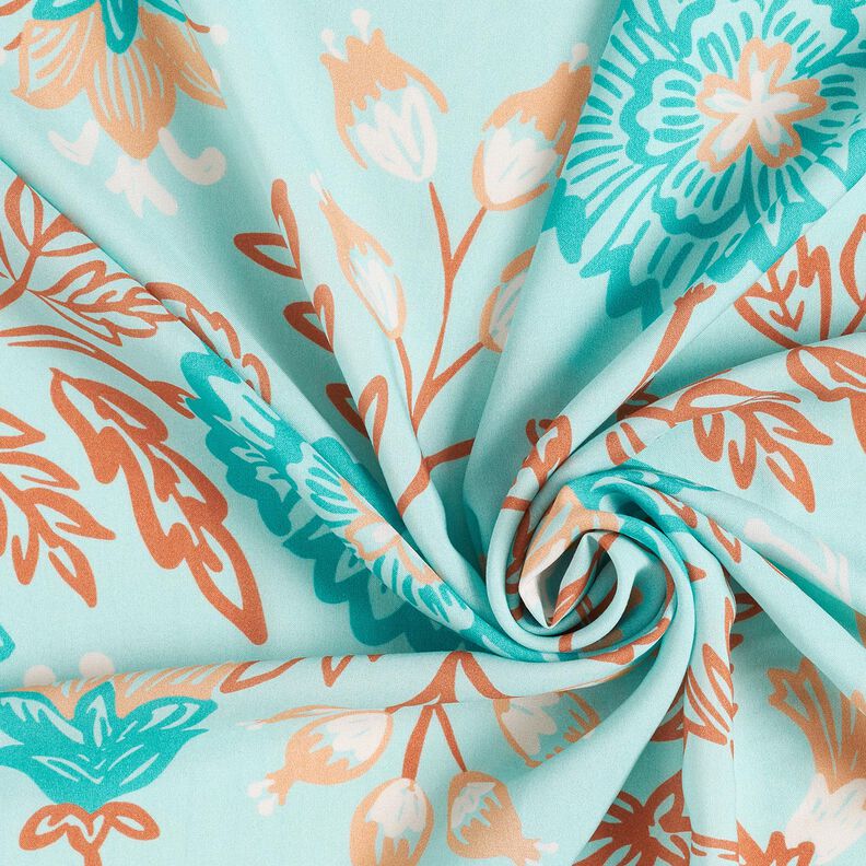 Viskóza Voál Květiny Tiffany – světle tyrkysová, image number 3