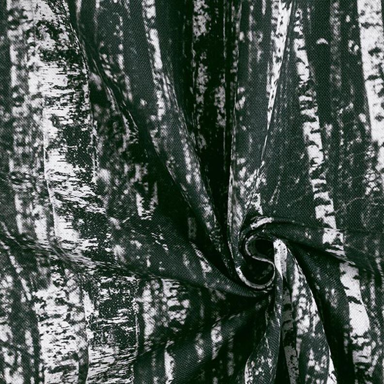 Dekorační látka Polopanama Březový les – černá/bílá,  image number 3