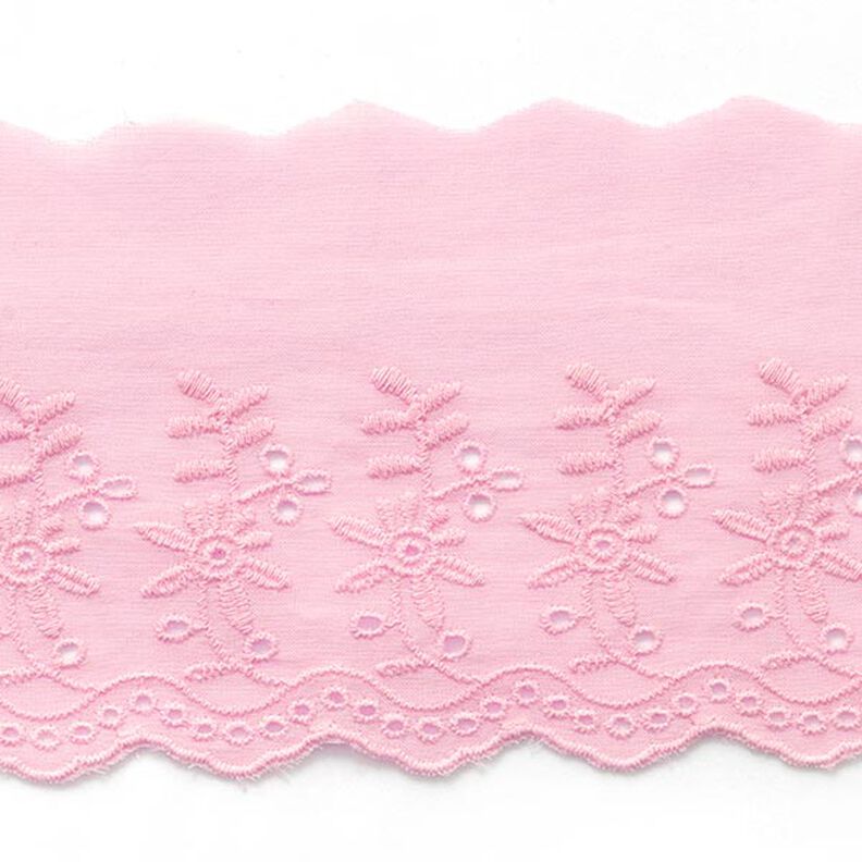 Festonová krajková stuha s květinami [ 9 cm ] – světle růžová,  image number 1
