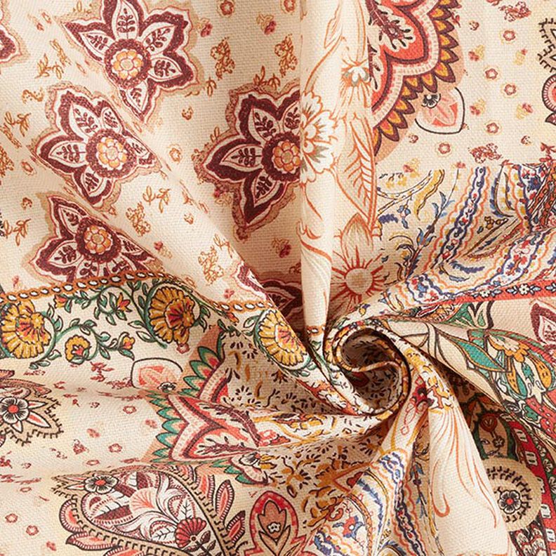 Dekorační látka Polopanama Retro Paisley – béžová,  image number 3