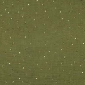 Mušelín / dvojitá mačkaná tkanina Pravoúhelník Fóliový potisk | Poppy Fabrics – piniová/zlatá, 